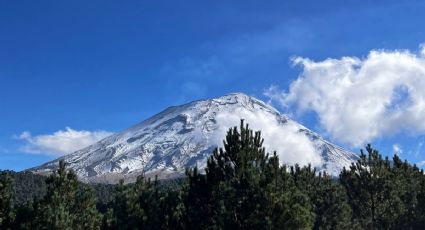 Paso de Cortés, el mejor lugar para admirar al volcán Popocatépetl cubierto de nieve