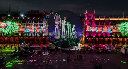 Clara Brugada inauguró la ofrenda monumental en el Zócalo con catrinas de 17 metros de alto