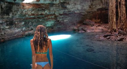 Viajes al natural, el cenote que tiene una isla en su interior perfecto para el megapuente