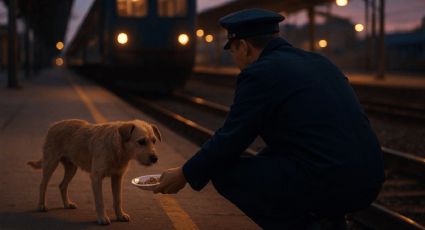 Conductor de tren se vuelve viral por su singular forma de alimentar a un perrito callejero