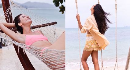 Vacaciones de verano en playas con hamacas y columpios para relajarte y divertirte en México