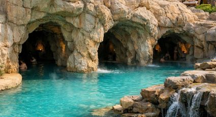 El balneario de Hidalgo con aguas termales dentro de una cueva para ir el fin