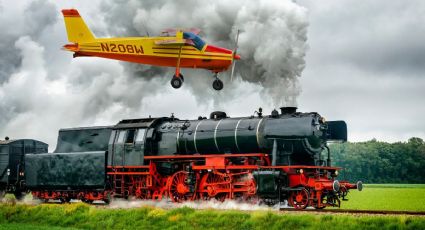 Logran el primer aterrizaje de un avión sobre un tren en movimiento y queda grabado en video