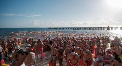 Mara Lezama da banderazo a "El Cruce" Cancún-Isla Mujeres 2026, competencia de nado mundial