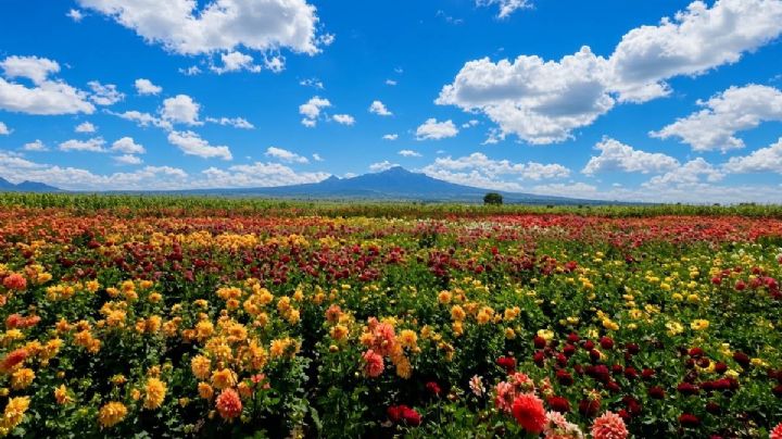 El jardín gigante de dalias cerca de un Pueblo Mágico para una escapada romántica